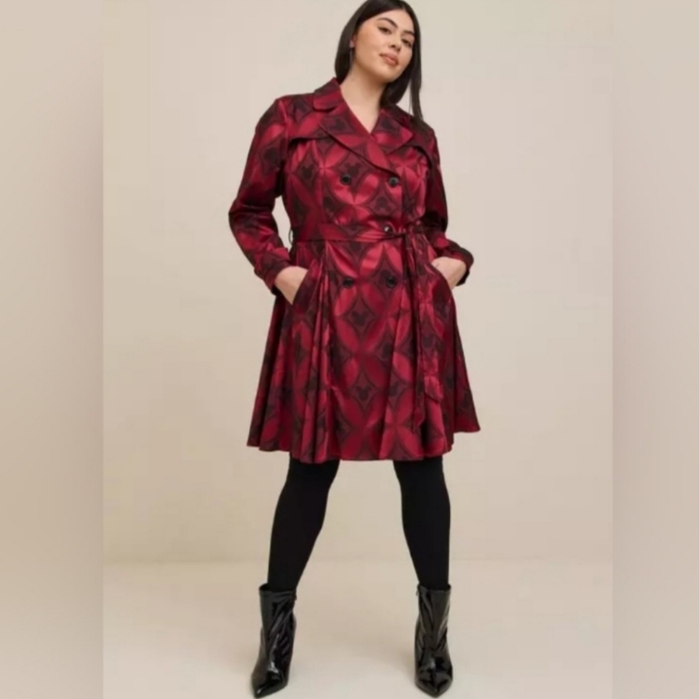 Disney Mickey Jacquard Swing Trench Coat From Torrid